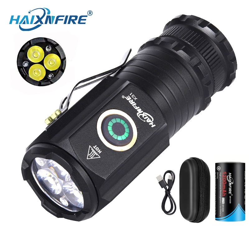 Haixnfire x31 ไฟฉาย LED ขนาดเล็ก ชาร์จ USB สําหรับตั้งแคมป์กลางแจ้ง
