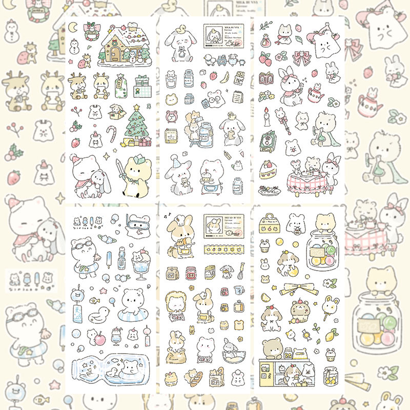 เกาหลีน่ารักการ์ตูนกระต่ายหมีสติกเกอร์ น่ารัก สัตว์บัญชีมืออัลบั้มรูปเคสโทรศัพท์วางแผนไดอารี่สมุดภาพ ทําเอง สติกเกอร์ตกแ