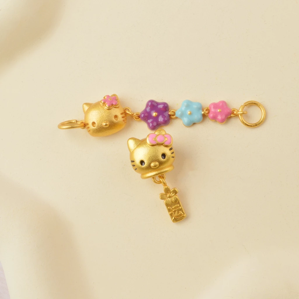 จี้ Hello Kitty ทรายทอง ลายแมว ดอกไม้ แครอท สำหรับสร้อยคอ สร้อยข้อมือ DIY
