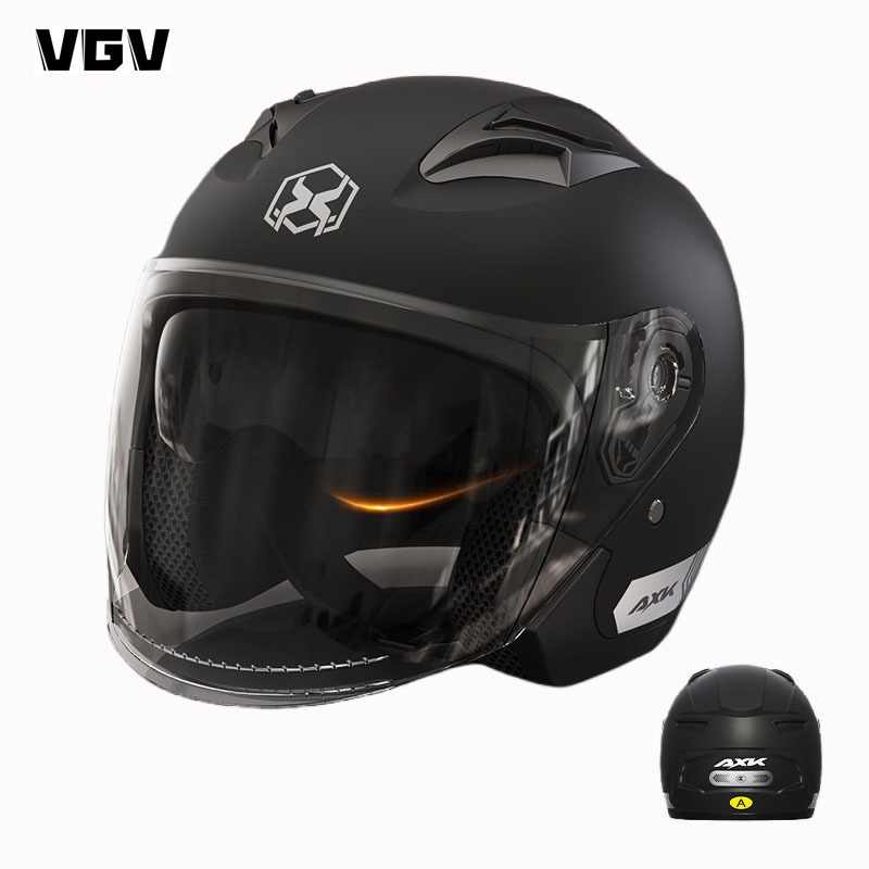 VGVหมวกกันน็อกรถจักรยานยนต์สีใหม่, หมวกกันน็อกครึ่งใบ, เลนส์คู่ Unisex, ใบรับรองความปลอดภัย CCC หมวก