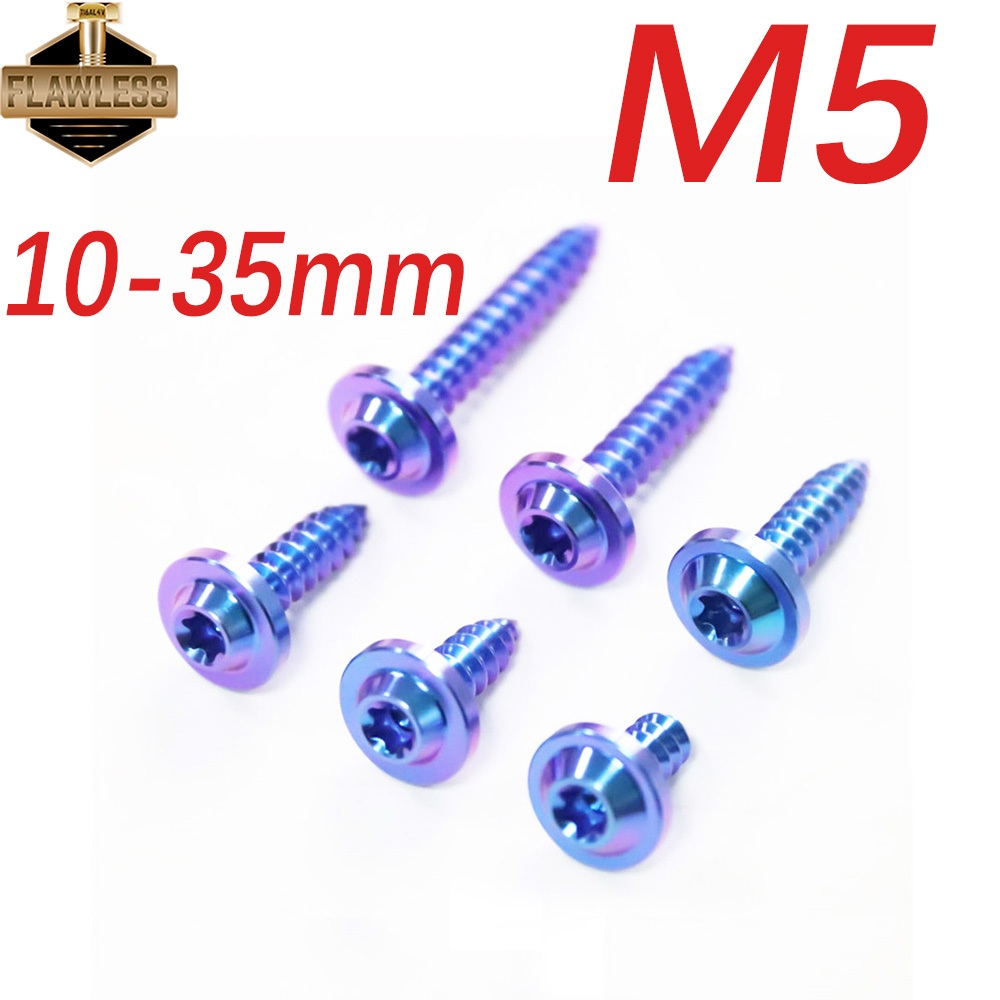 FLAWLESSTI M5×10-35 น็อตกรองอากาศ น็อตครอบกรองอากาศ น๊อตไททาเนียม เกรด5 Honda Forza 350 Giorno 125 PCX 160 Yamaha Xmax 300 Tmax 560