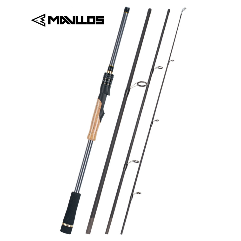 Mavllos เบ็ดตกปลา 4 ส่วนเสาหลายส่วน, เสาเดินทางปากม้า Ajing Fast Ultralight Spinning Casting Rod สํา