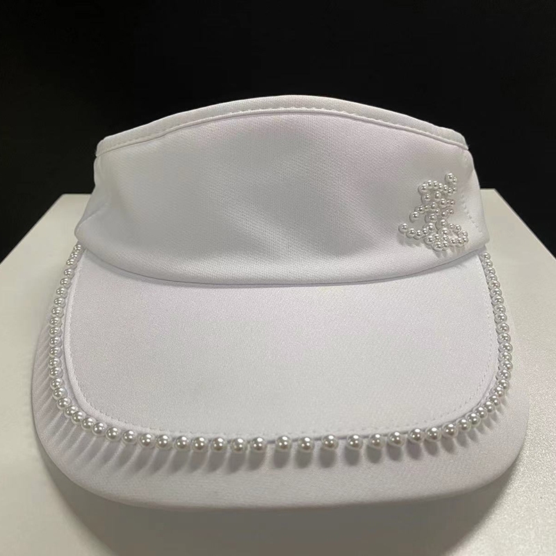 Fl หมวกกอล์ฟสุภาพสตรีกีฬากลางแจ้งหมวกป้องกันแสงแดดสีดําสีขาวหมวกมุกแฟชั่นทุกการแข่งขัน - รูปที่ 4
