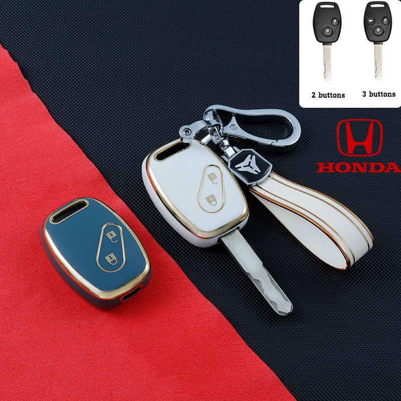 Honda Car Remote Key Case สําหรับ Honda City/ Civic/CRV 2006-2008 /Jazz/Accord 2008-2012/Brio 2/3 ปุ ่ มพวงกุญแจ