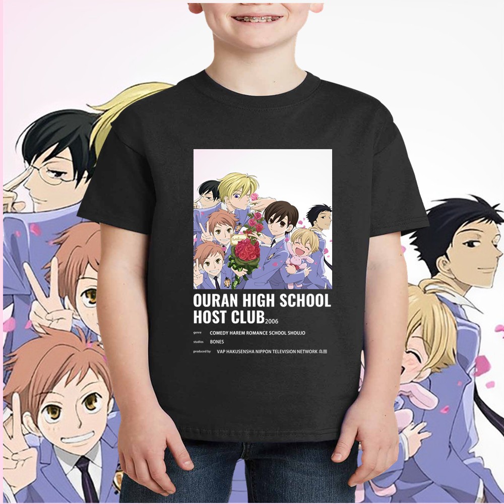 Ouran High School Host Club kids tshirt เสื้อยืดเด็กผ้าฝ้ายแท้สไตล์สตรีทญี่ปุ่นหลวมสำหรับคู่รักปรับแต่งได้s-5xl#08