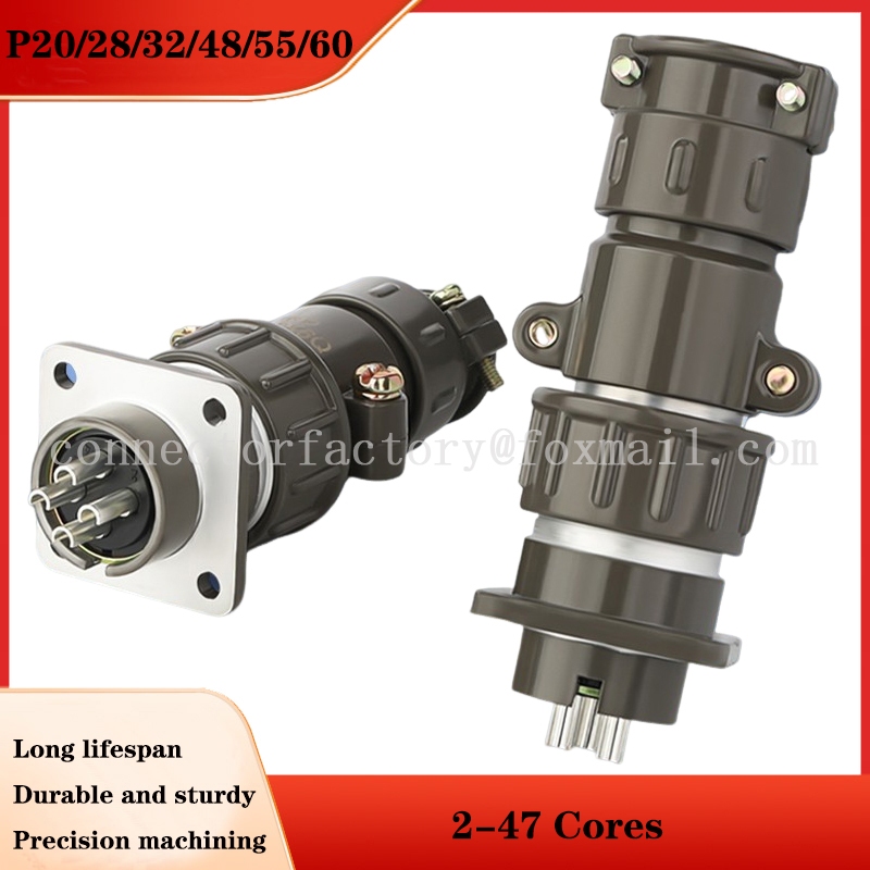 P20/p28/p32/p40/p48/p55/p60 ปลั๊กอุตสาหกรรมและซ็อกเก็ต 2-3-4 5-7-9-14-47core Connector Aviation, การ