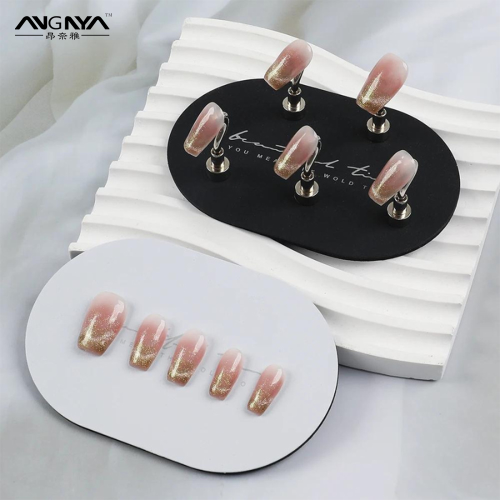 Angnya Strong Magnetic Hook Nail Tip Holder พร้อมแผ่นสแตนเลสสตีลเล็บขาตั้งจอแสดงผล Palette Practice Base สําหรับเล็บ