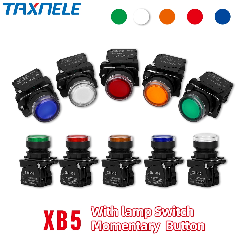 สวิตช ์ ปุ ่ มกดเรืองแสงกันน ้ ํา 22 มม . สวิตช ์ ชั ่ วขณะพร ้ อมไฟ LED NB5 XB5 แบบรวม