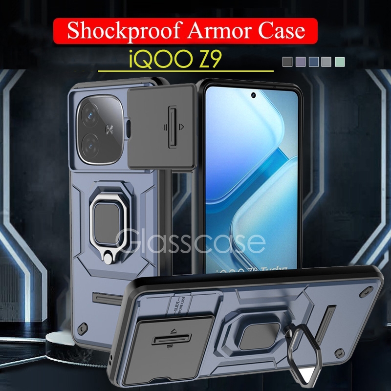 Iqoo Z9 สําหรับ Vivo iQOO Z9 X Turbo Z9X Z9Turbo iQOOZ9 iQOOZ9X iQOOZ9Turbo เกราะเคสโทรศัพท ์ โลหะ Stent Push กล ้ องกันกระแทกป ้ องกันแหวนปลอก Hard ปกหลัง
