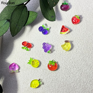 Rou Bao 50 ชิ้นเล็บมินิผลไม้พีชเชอร์รี่สตรอเบอร์รี่ที่มีสีสั…