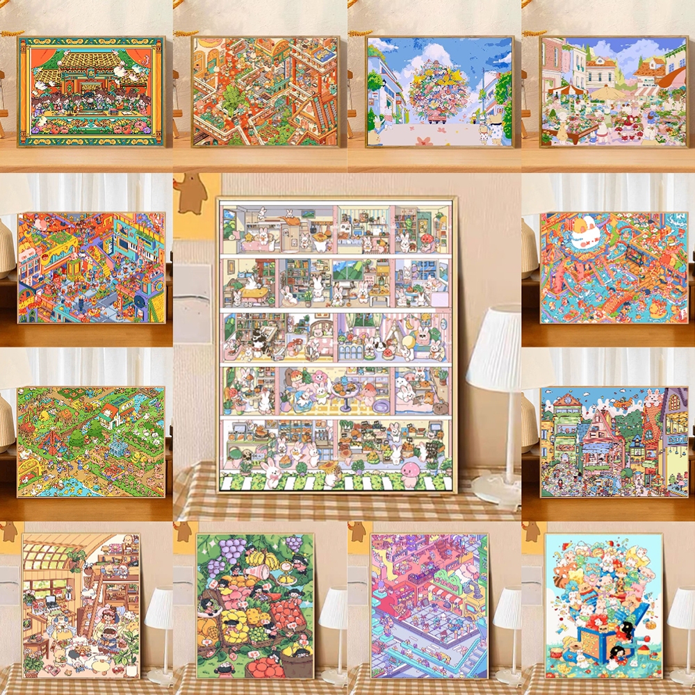 ลอยไป สีตามตัวเลข ภาพวาดผ้าใบ น้ํามัน ตกแต่ง ของขวัญ