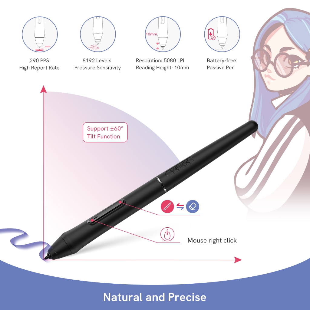 กระดานวาดภาพอิเล็กทรอนิกส์ VEIKK VK1060Pro แท็บเล็ตการวาดภาพ แท็บเล็ตกราฟิกดิจิตอล
