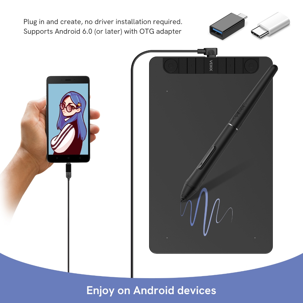 กระดานวาดภาพอิเล็กทรอนิกส์ VEIKK VK1060Pro แท็บเล็ตการวาดภาพ แท็บเล็ตกราฟิกดิจิตอล