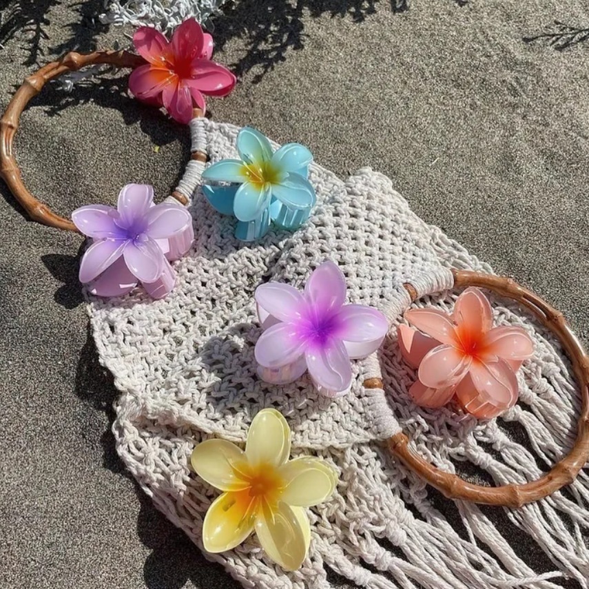 กิ๊บหวานสําหรับผู้หญิงสาวฮาวายดอกไม้ที่มีสีสันกิ๊บชายหาดกิ๊บกรงเล็บผมปิ่นปักผมเครื่องประดับแฟชั่น