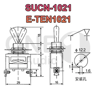 Oneaudio 1PCS E-TEN1021 เงิน /SUCH-1021 สวิตช์โยก 2 ทิศทาง สีทอง ชนิดคันโยกยาว สวิตช์เปิด-ปิด 15A 250V / 20A 125V 12 มม. สวิตช์สลับเปิดปิด