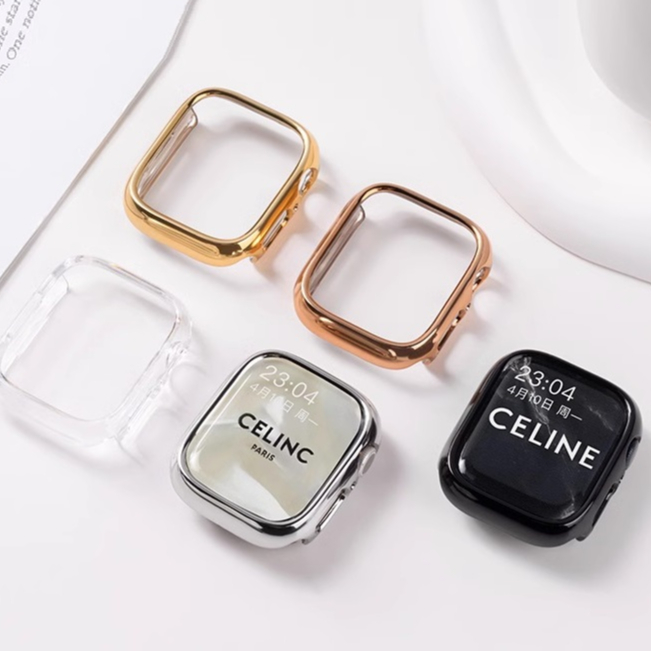 Glossy PC Frame Cover For i Watch สาย Series10 9 Series8 Series7 6 5 4 SE,SE2, Ultra2, Ultra Case Bumper Watch Case 38mm 42mm 41mm 45mm 49mm 44mm 40mm Cover Compatible for apple watch เคส