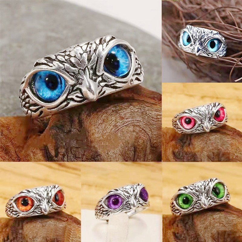 New DEVIL's Eye Owl Ring พร้อมแหวนเปิดปรับได้