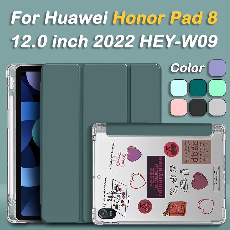 สําหรับ Huawei honor Pad 8 12.1 นิ ้ ว 2022 แฟชั ่ นโปร ่ งแสง DIY ฝาครอบ honor แท ็ บเล ็ ต 8 12.0'HEY-W09 หนา anti drop พร ้ อมช ่ องเสียบปากกากรณี