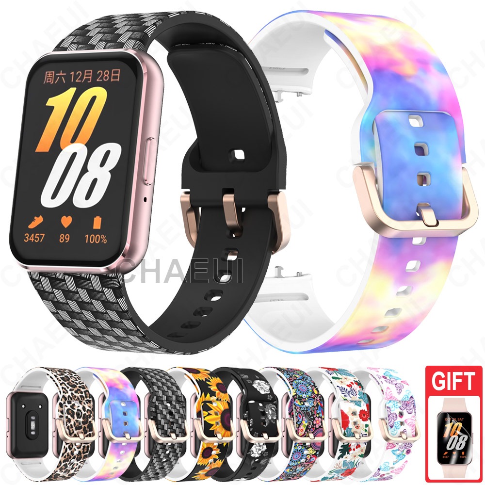สายรัดข ้ อมือซิลิโคนสีสันสดใสพิมพ ์ สร ้ อยข ้ อมือสําหรับ Galaxy Fit 3