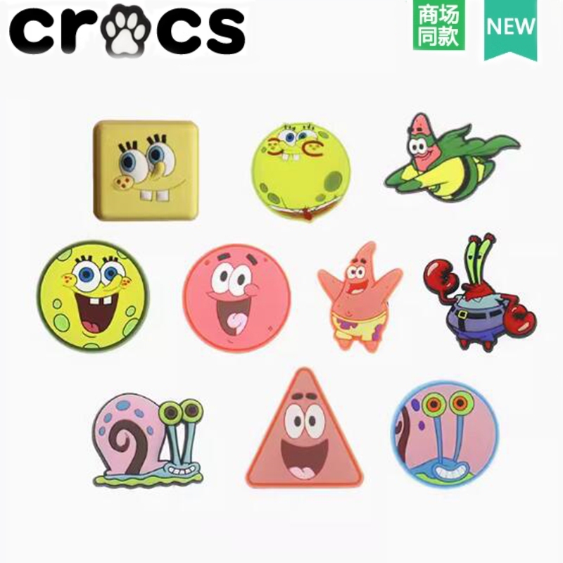 Crocs Hole รองเท้ารองเท้าดอกไม้รองเท้าอุปกรณ์เสริมรองเท้าหัวเข็มขัดการ์ตูน IP ผสม Zhibixing Carlo Chi SpongeBob SquarePants