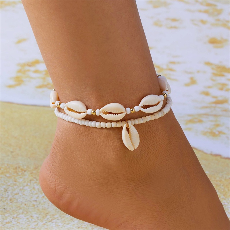 【 Y &X 】 Boho สร ้ อยข ้ อเท ้ าเปลือกหอยผู ้ หญิงเปลือกหอยทะเลธรรมชาติชายหาดโบฮีเมียนเครื ่ องประดับของขวัญ