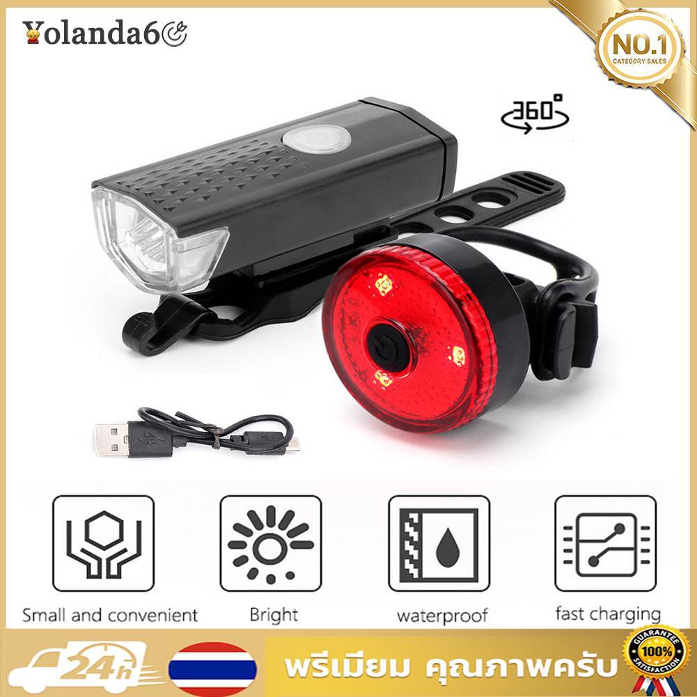 💥ซุปเปอร์ไบรท์💥จักรยานไฟ LED แบบชาร์จไฟได้ USB ชุดไฟท้ายไฟหน้าและหลังจักรยาน