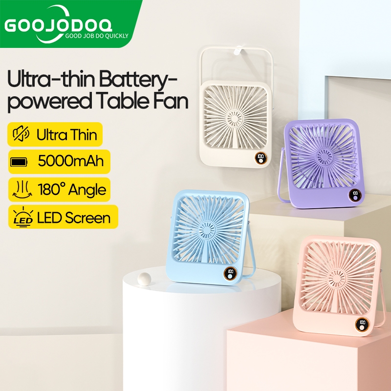 GOOJODOQ พัดลม 3-in-1 180° ลมทรงพลังมุมกว ้ าง 5000mAh 5 Speed จอแสดงผลดิจิตอล LED บางเฉียบ