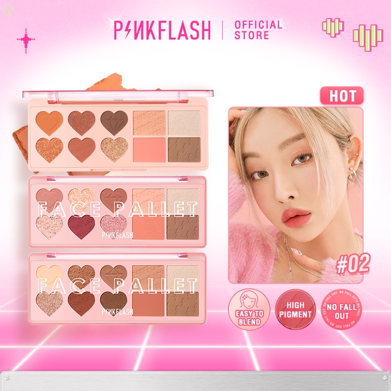 PINKFLASH OhMyLove อายแชโดว์ บลัชออน ไฮไลต์ และคอนทัวร์ 4 in 1 เม็ดสีสูง นุ่มนวลและเรียบเนียน