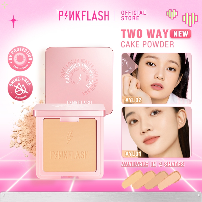 Pinkflash More&More Mattifying Flawless แป้งเค้กสองทาง ป้องกันรังสียูวี ไม่โอน ปกปิดสูง ง่าย น้ําหนักเบา