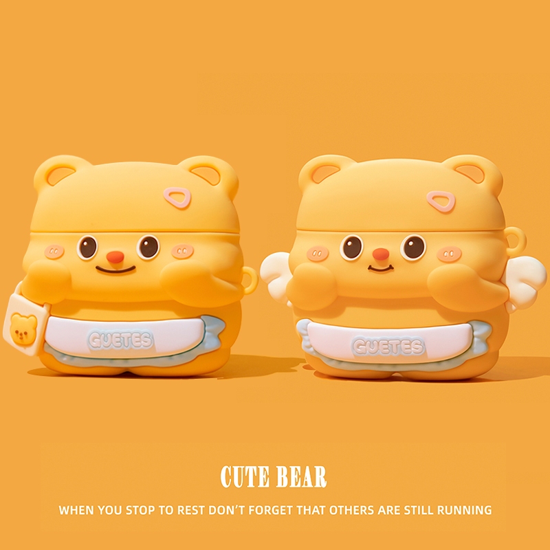 น ่ ารักผ ้ ากันเปื ้ อนหมีรูปร ่ างหูฟังป ้ องกันสําหรับ AirPods3gen กรณีหูฟังป ้ องกันกรณี 2024 สไตล ์ ใหม ่ สําหรับ AirPods3 หูฟังป ้ องกันกรณีใช ้ งานร ่ วมกับ AirPodsPro กรณี AirPods2gen