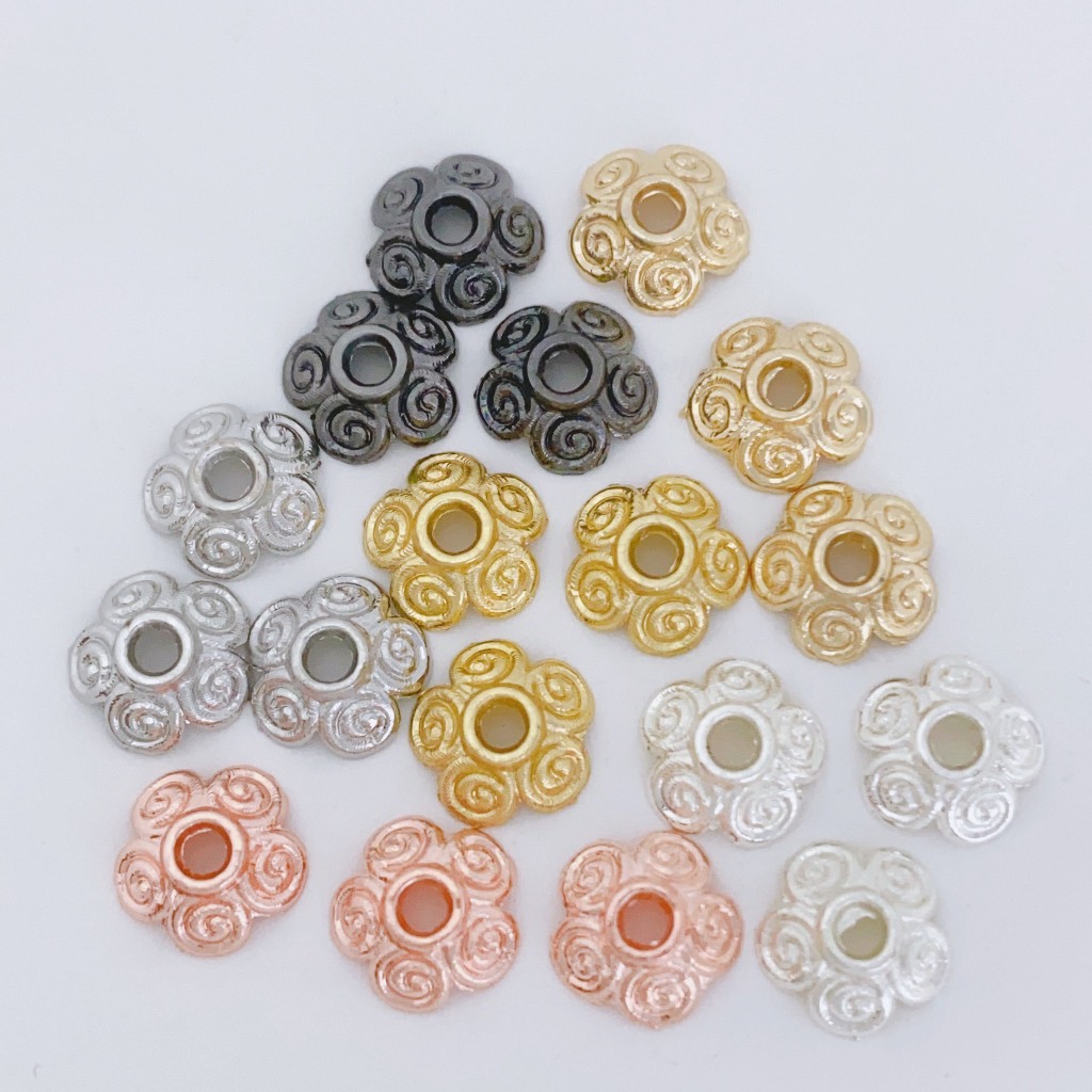 ก0027 [สีเดียวกว่า 100 ชิ้นแถม 50 ชิ้น] เมฆมงคล นาฟุ Receptacle ตัวเว้นวรรค หมวกลูกปัดดอกไม้รักษาสี ทําเอง สร้อยข้อมือสร้อยคอต่างหู ตัวเว้นวรรค อุปกรณ์ลูกปัด 14เค ทอง-โคลนสี