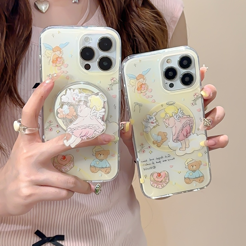 สําหรับiphone case 15 Pro Max 14 Pro Max 13 Pro Max 12 Pro Max Super strong magnetic IMDการ์ตูนรูปแบบโทรศัพท์มือถือ