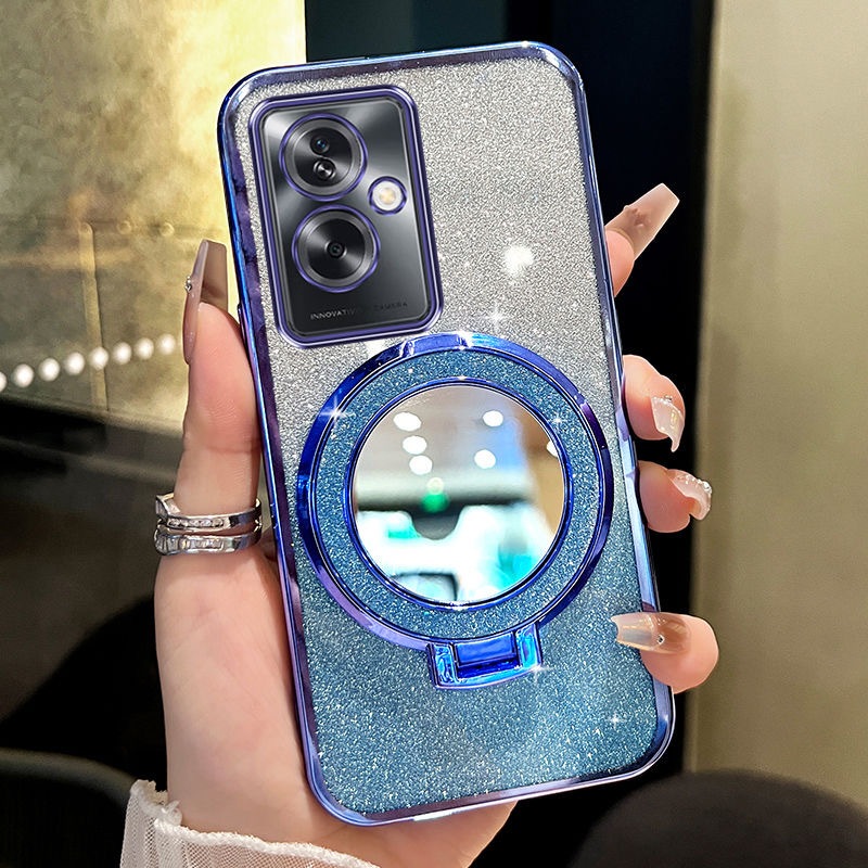 เคส Realme 5 5i 5S 6i 5 Pro 9 Pro 9 9Pro+ 7 4G 11 5G V11 กระจกชาร์จแบบไร้สายผู้ถือโทรศัพท์ผงแฟลช