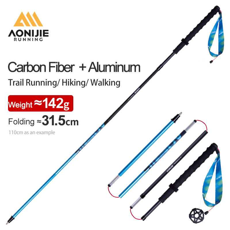 Aonijie E4210 ไม้เท้าคาร์บอนไฟเบอร์ แบบพับได้ 110 ซม. 120 ซม. สําหรับเดินป่า