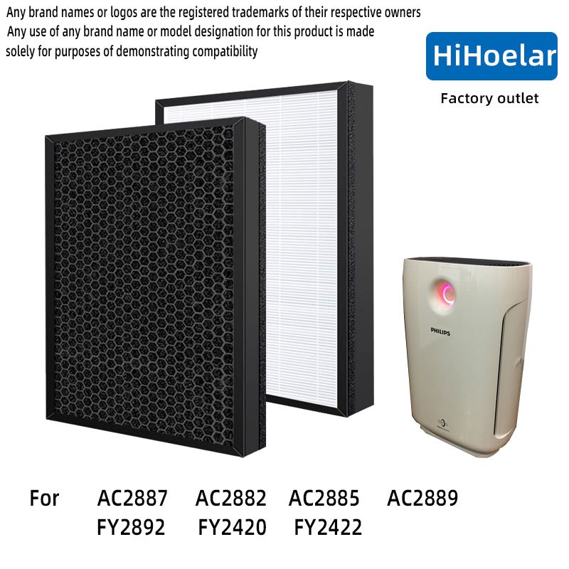เหมาะสําหรับ AC2882 AC2887 เครื่องฟอกอากาศเปลี่ยน HEPA และตัวกรองคาร์บอนแทนที่ FY2422 FY2420