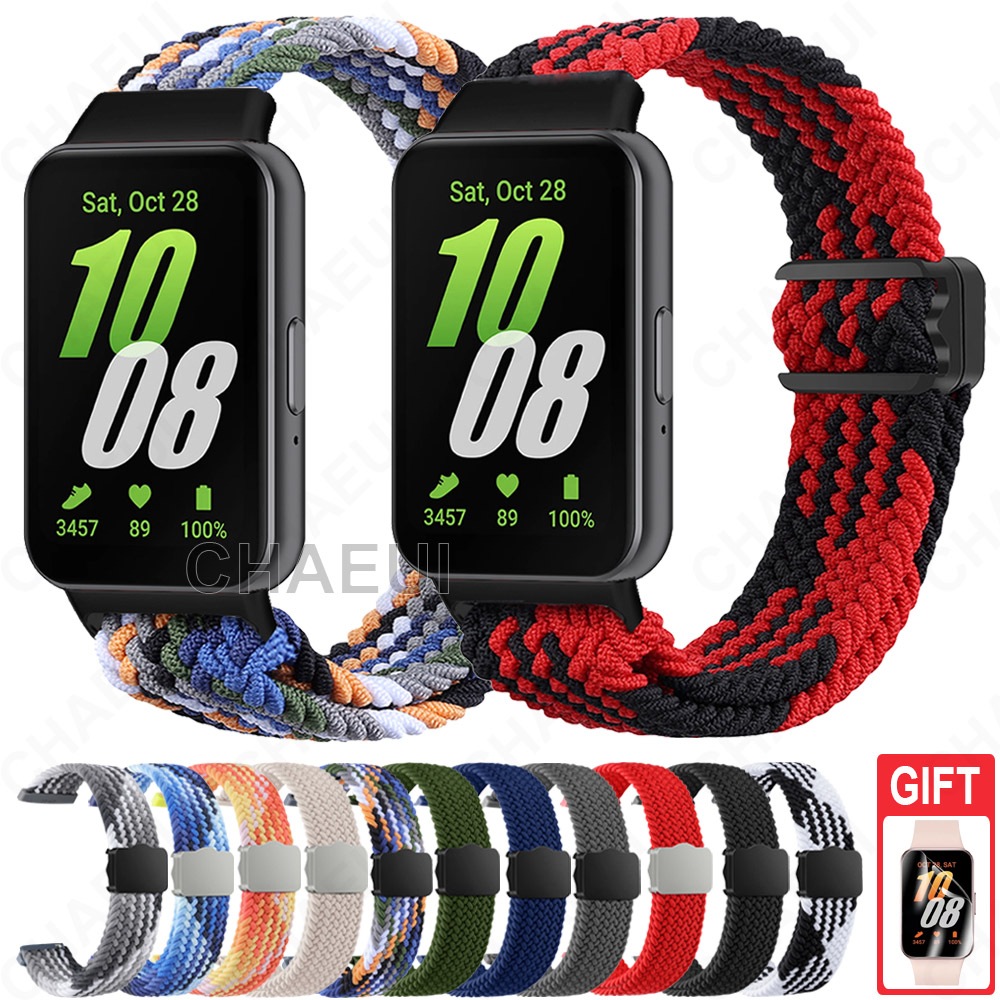 ทอสายรัดไนลอนถักสร ้ อยข ้ อมือหัวเข ็ มขัดเปลี ่ ยนสําหรับ Galaxy Fit 3