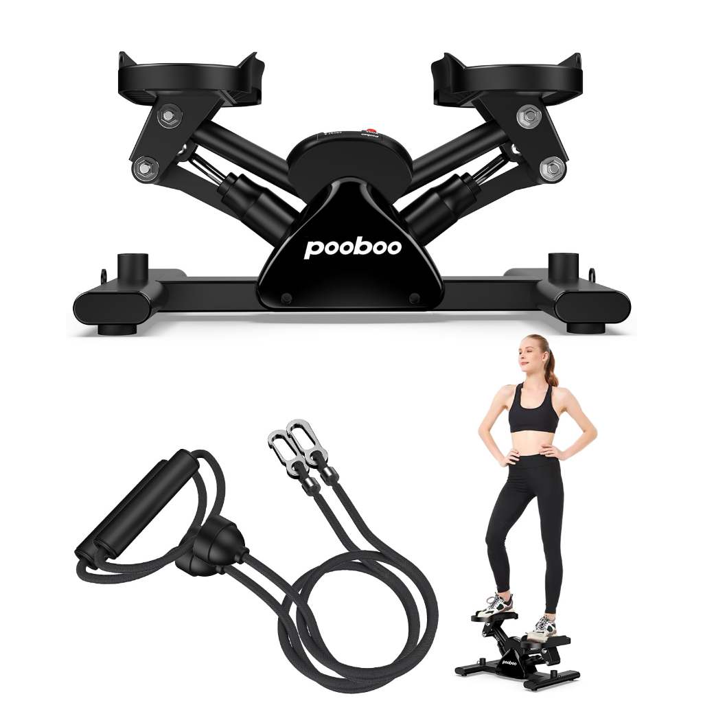 Pooboo Cardio Mini Stepper Machine พร ้ อมแถบต ้ านทาน , ฟิตเนสที ่ บ ้ าน Air Stepper Stair Climber