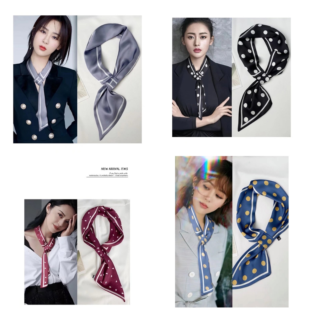 ผ ้ าพันคอคอเล ็ กยาว 76 *13cm/24g เรียบง ่ ายและอเนกประสงค ์ Tie Wrap เลียนแบบผ ้ าคลุมไหล ่ ผ ้ าไ