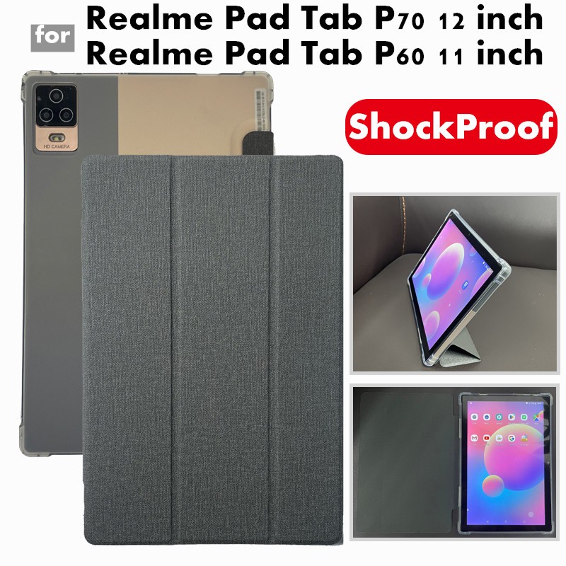 Flip Case for Realme Pad Tab P70 Pro 12 inch Tablet Ultra-thin PU Leather+TPU Stand for Realme P60 11 inch Protect Shell