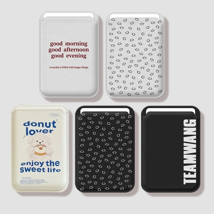 Ins simple smiley face pattern wallet card holder เหมาะสําหรับ iPhone 15pro 15 pro max 14 iren 14 pro max eren 14 pro soft shell