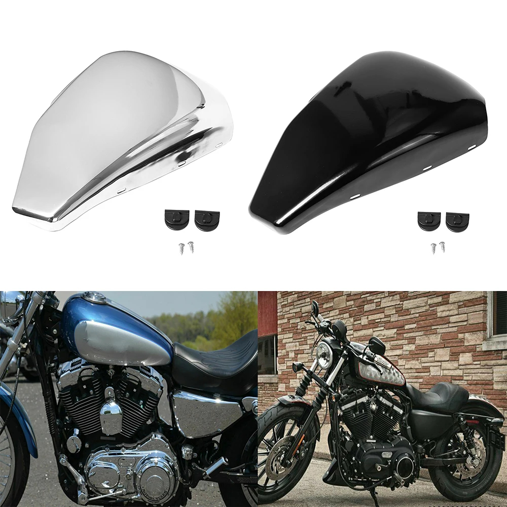 รถจักรยานยนต ์ Gloss สีดํา / Chrome ซ ้ ายแบตเตอรี ่ ด ้ านข ้ าง Fairing ฝาครอบเหล ็ กสําหรับ Harley Sportster Iron XL883 XL1200 1200 883 2004-2013