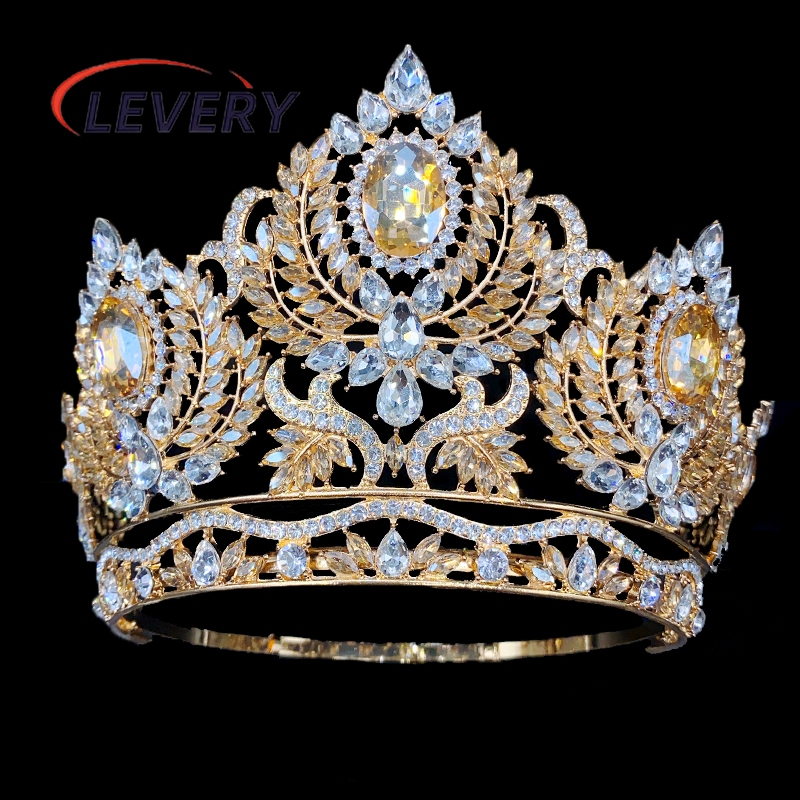 Levery 2024 ใหม ่ ปรับคริสตัล Queen Tiaras และมงกุฎสําหรับผู ้ หญิงความงามประกวดผมเครื ่ องประดับอุปกรณ ์ เสริม