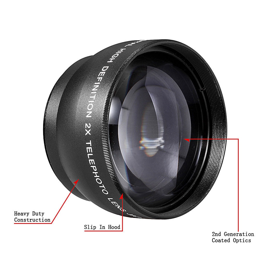 Lightdow 2X Teleconverter สําหรับเลนส ์ กล ้ อง DSLR ขนาด 52 มม . 55 มม . 58 มม