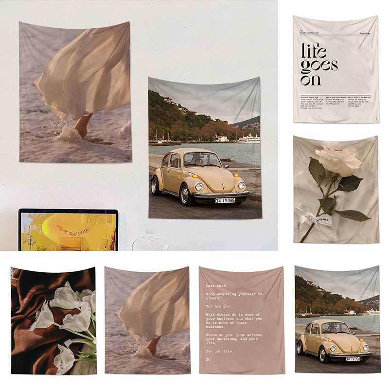 ผ้าแขวนผนัง ลายทิวทัศน์น่ารัก สําหรับตกแต่งบ้าน หอพัก ราคา ถูกที่สุด ดีลบีเคเค แกลเลอรีภาพที่ 9