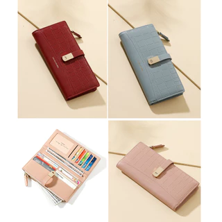 David Jones Paris กระเป๋าสตางค์ใบยาว ลายหนังจระเข้ 2 พับ ใส่บัตรได้ สําหรับผู้หญิง