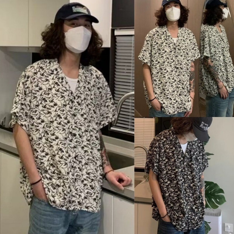 M-2XL ฤดูร อนหลวม เสื้อผู้ชายน าสนใจพิมพ เสื อลํา เสื้อเชิ้ตผู้ชาย