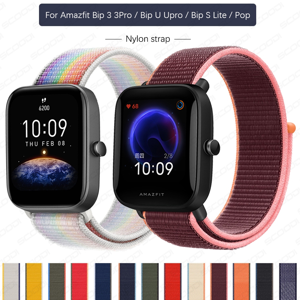 สายห ่ วงไนลอนสําหรับ Huami Amazfit BIP 3 3Pro / BIP U Pro / BIP S Lite / Pop นาฬิกาสร ้ อยข ้ อมือ
