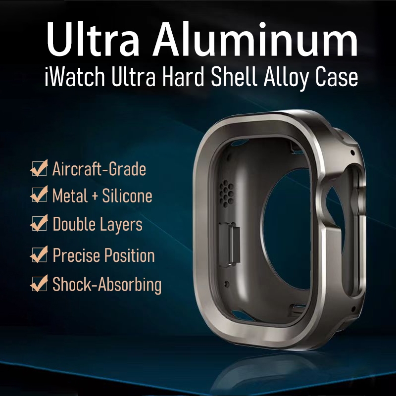 เคสซิลิโคนไทเทเนียมอัลลอย พร้อมกรอบโลหะอลูมิเนียม กันกระแทก สําหรับ iWatch Ultra2 49 มม. 45 มม. 44 มม. iWatch Series 9 8 7 6 5 4 SE2