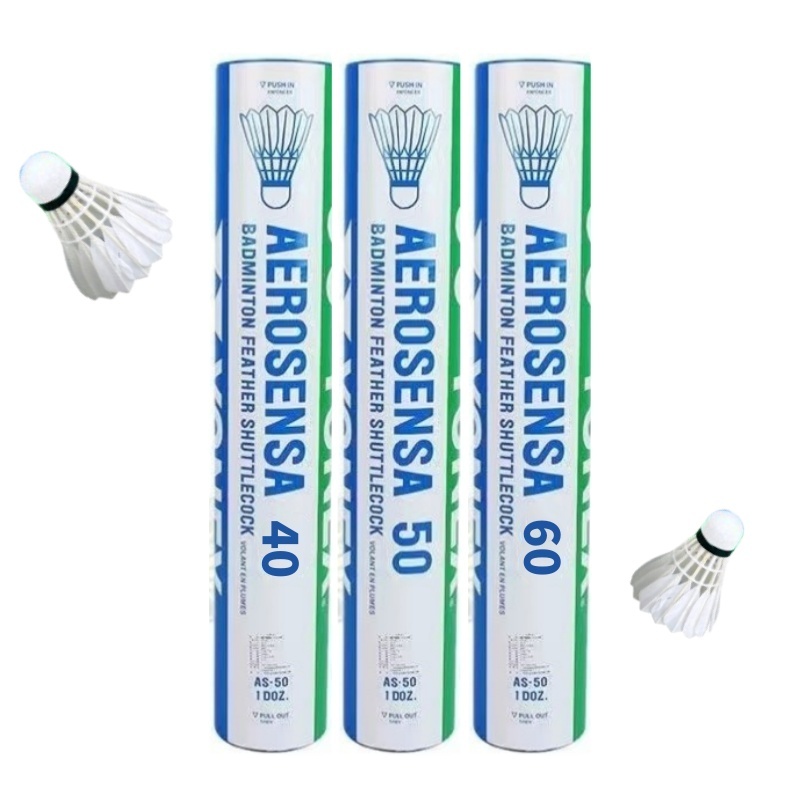 ลูกขนไก่แบดมินตัน AS50 AS40/60 ลูกแบดมินตัน 12 ชิ้น Goose Feather Tourney Level Standar (กระสวยทนทาน)