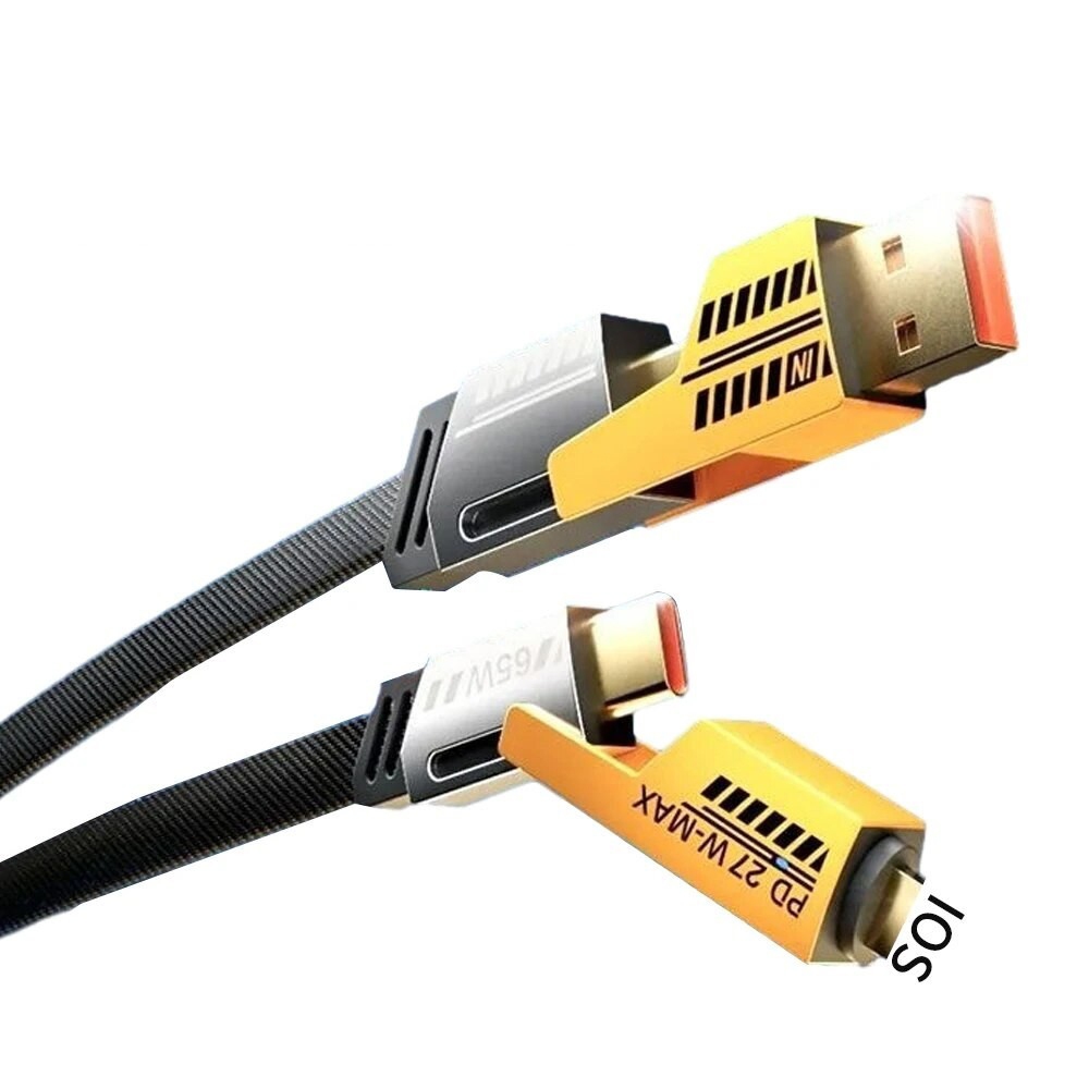 สายชาร์จเร็ว 4 in 1 USB / สายชาร์จ Type C / L PD 27W 65W สายชาร์จ